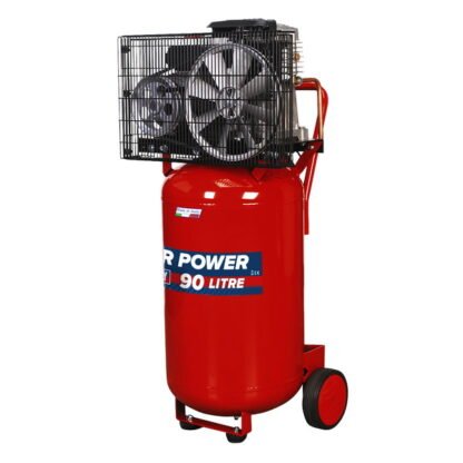 Sealey 90L Belt Drive Vertical Compressor 3hp (5051747570405) SAC1903B