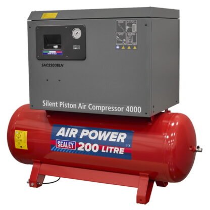 Sealey 200L Low Noise Belt Drive Air Compressor with Cast Cylinders 3hp (5051747570382) SAC2203BLN