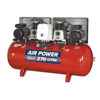 Sealey 270L Belt Drive Air Compressor with Cast Cylinders 2 x 3hp (5051747560871) SAC2276B