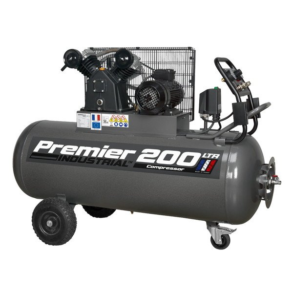 Sealey Premier 200L Belt Drive Air Compressor with Front Control Panel (5054630247187) SAC3203B3PH