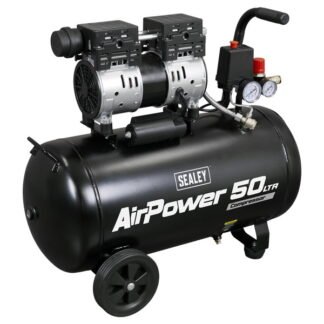 Sealey 50L Low Noise Oil Free Direct Drive Air Compressor 1hp (5054630386183) SAC5000S