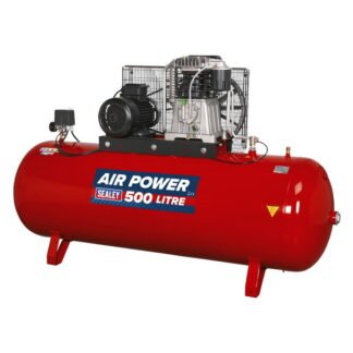 Sealey 500L Belt Drive Air Compressor with Cast Cylinders 7.5hp 2- Stage (5051747982123) SAC55075B