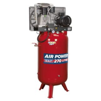 Sealey 270L Vertical Belt Drive Air Compressor with Cast Cylinders 7.5hp 2- Stage (5051747982154) SACV52775B