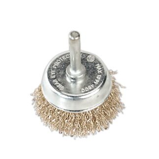 Sealey 50mm Crimped Wire Cup Brush with 6mm Shaft (5024209546478) SCB50