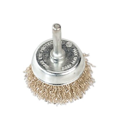 Sealey 50mm Crimped Wire Cup Brush with 6mm Shaft (5024209546478) SCB50