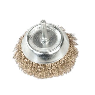 Sealey 75mm Crimped Wire Cup Brush with 6mm Shaft (5024209142236) SCB75