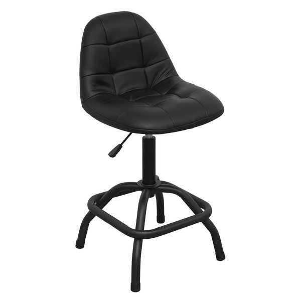 Sealey Premier Industrial Pneumatic Workshop Stool with Adjustable Height Swivel Seat & Back Rest (5054511773897) SCR01B
