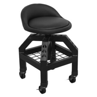 Sealey Premier Industrial Pneumatic Creeper Stool with Adjustable Height Swivel Seat & Back Rest (5054511773910) SCR03B