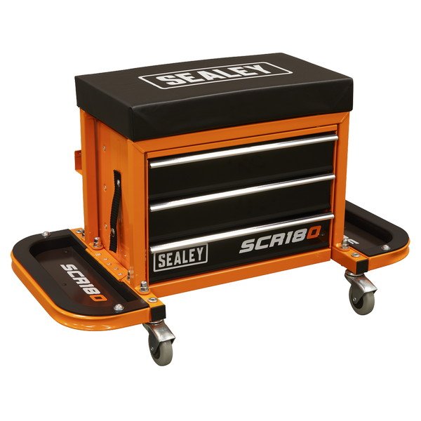 Sealey Mechanic s Utility Seat & Toolbox - Orange (5054511876925) SCR18O