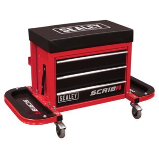 Sealey Mechanic s Utility Seat & Toolbox - Red (5054511876741) SCR18R