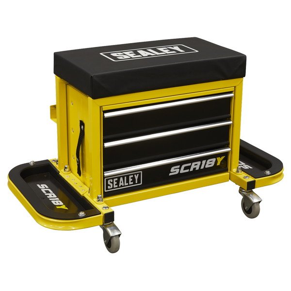Sealey Mechanic s Utility Seat & Toolbox - Yellow (5054511876819) SCR18Y
