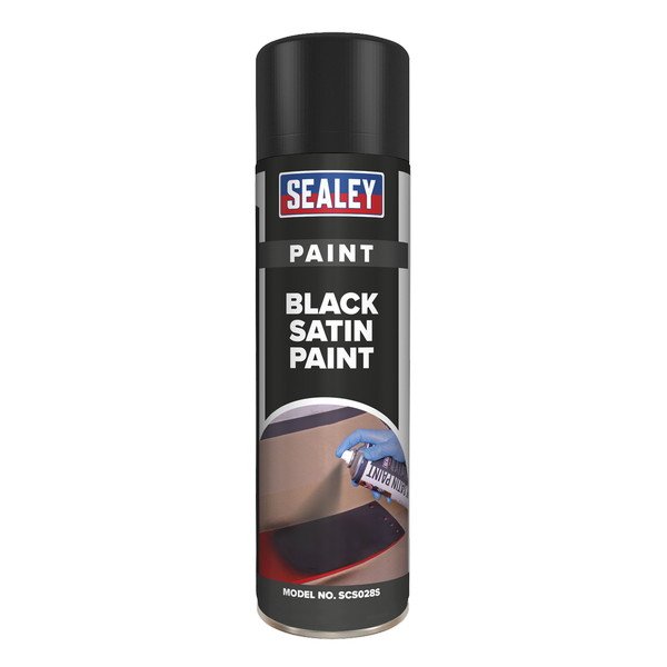 Sealey Satin Paint 500ml - Black (5054511075038) SCS028S