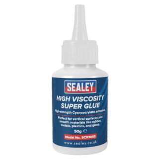 Sealey High Viscosity Super Glue - Cyanoacrylate Adhesive, Fast- Bonding Formula 50g - Clear (5054630521058) SCS305S