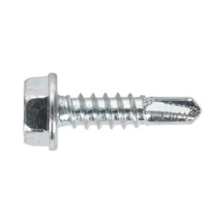 Sealey Zinc Plated Self- Drilling Hex Head Screw 4.8 x 19mm - Pack of 100 (5054511038033) SDHX4819