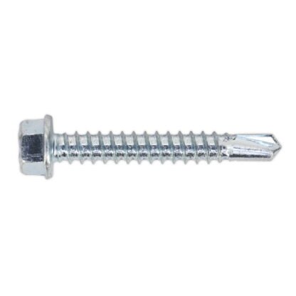 Sealey Zinc Plated Self- Drilling Hex Head Screw 5.5 x 38mm - Pack of 100 (5054511038057) SDHX5538