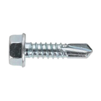 Sealey Zinc Plated Self- Drilling Hex Head Screw 6.3 x 25mm - Pack of 100 (5054511038101) SDHX6325