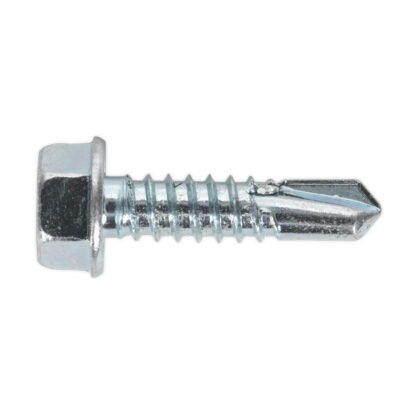 Sealey Zinc Plated Self- Drilling Hex Head Screw 6.3 x 25mm - Pack of 100 (5054511038101) SDHX6325