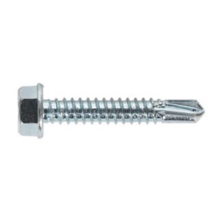 Sealey Zinc Plated Self- Drilling Hex Head Screw 6.3 x 38mm - Pack of 100 (5054511038088) SDHX6338