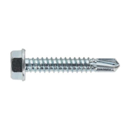 Sealey Zinc Plated Self- Drilling Hex Head Screw 6.3 x 38mm - Pack of 100 (5054511038088) SDHX6338