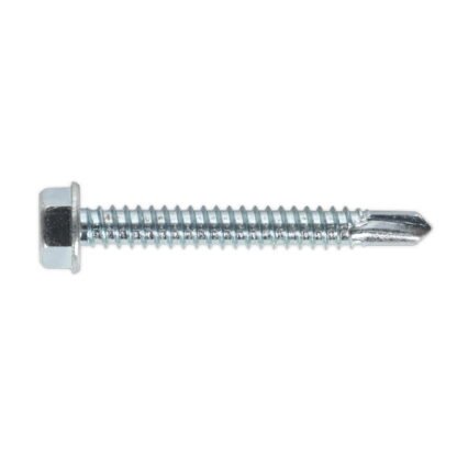 Sealey Zinc Plated Self- Drilling Hex Head Screw 6.3 x 50mm - Pack of 100 (5054511057249) SDHX6350
