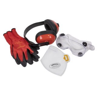 Sealey Worksafe® Flexi Grip Gloves, FFP2 Mask, Goggles & Ear Defenders (5054511794182) SEP4