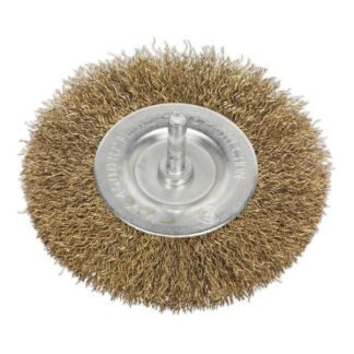 Sealey 100mm Crimped Flat Wire Brush with 6mm Shaft (5024209142243) SFB100