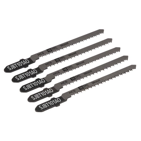 Sealey Jigsaw Blade for Hard Wood 83mm 18tpi - Pack of 5 (5054511705553) SJBT101AO