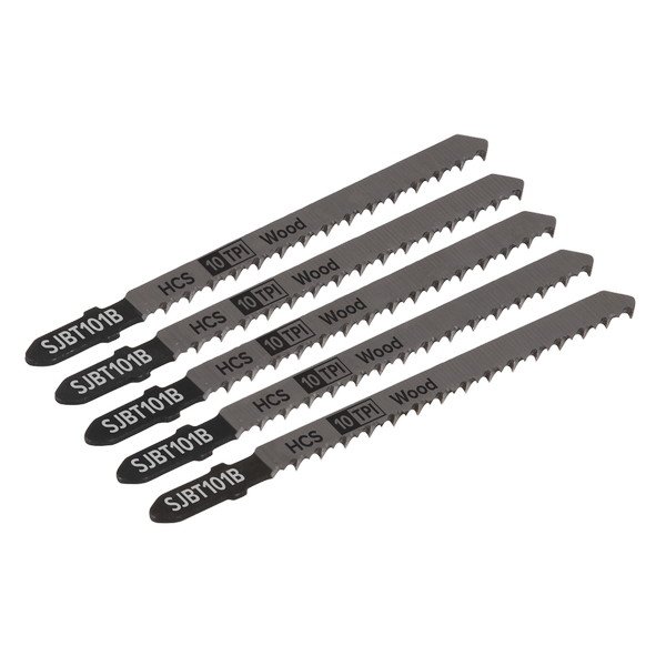 Sealey Jigsaw Blade for Hard Wood 100mm 10tpi - Pack of 5 (5054511705454) SJBT101B