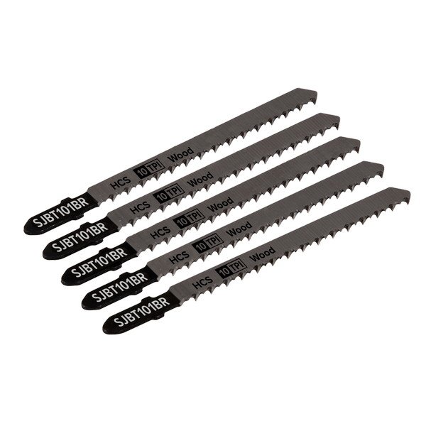 Sealey Jigsaw Blade for Hard Wood Downward Cut 100mm 10tpi - Pack of 5 (5054511705812) SJBT101BR