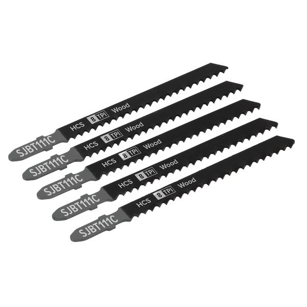 Sealey Jigsaw Blade for General Wood 100mm 8tpi - Pack of 5 (5054511705836) SJBT111C