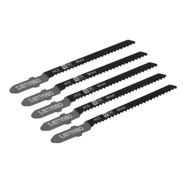 Sealey Jigsaw Blade for General Wood 75mm 12tpi - Pack of 5 (5054511705409) SJBT119BO