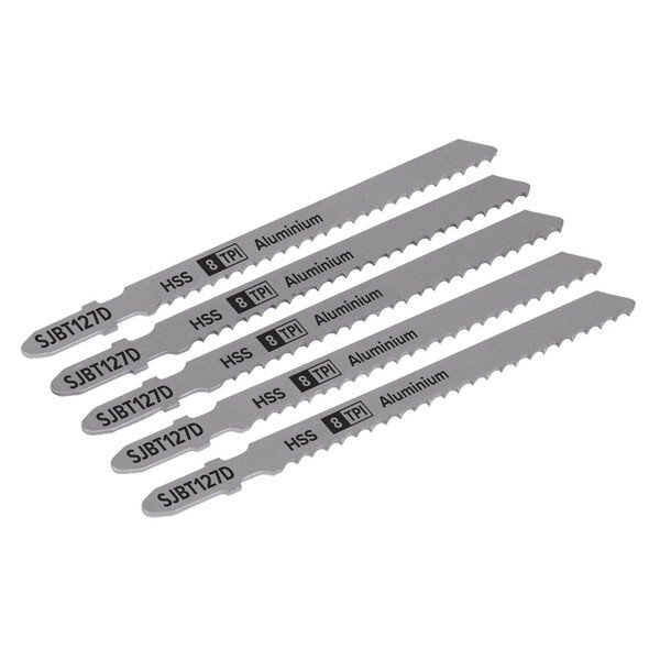 Sealey Jigsaw Blade for Aluminium 100mm 8tpi - Pack of 5 (5054511705430) SJBT127D