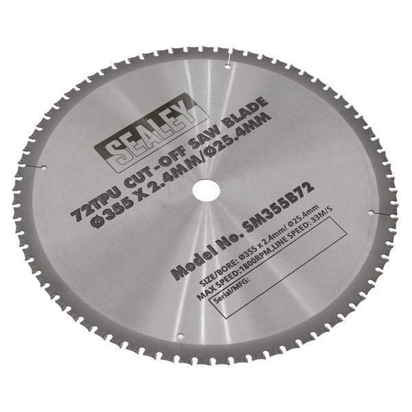 Sealey 72tpu Cut- Off Saw Blade Ø355 x 2.4mm/Ø25.4mm (5051747786660) SM355B72