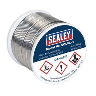 Sealey Quick Flow Solder Wire 1.6mm/16SWG 0.5kg Reel (5054630385728) SOL16