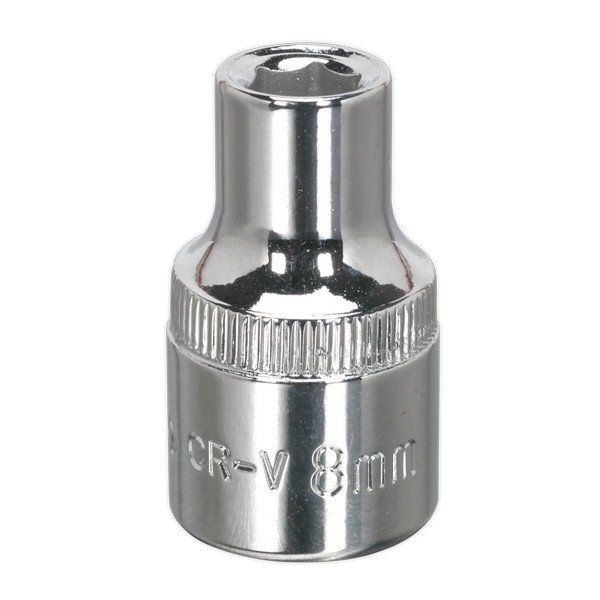 Sealey Premier Fully Polished Socket 1/2IN Sq Drive 8mm (5054511358322) SP1208