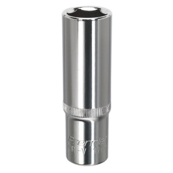 Sealey Premier Fully Polished Deep Socket 1/2IN Sq Drive 17mm (5051747360228) SP1217D