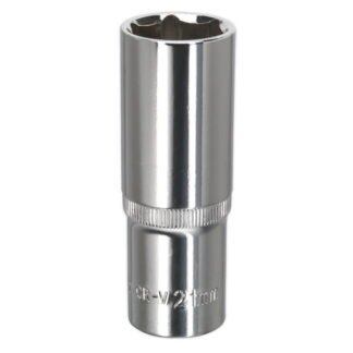 Sealey Premier Fully Polished Deep Socket 1/2IN Sq Drive 21mm (5051747360297) SP1221D