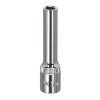 Sealey Premier Fully Polished Deep Socket 1/4IN Sq Drive 5mm (5054511363401) SP1405D