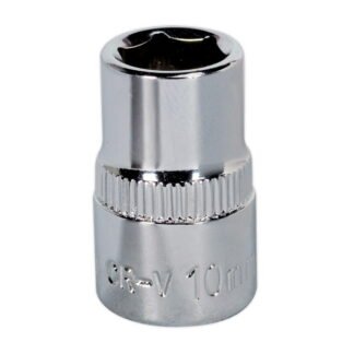 Sealey Premier Fully Polished Socket 3/8IN Sq Drive 10mm (5051747360488) SP3810