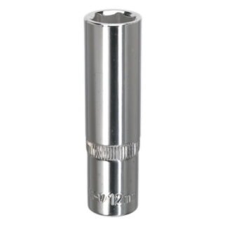 Sealey Premier Fully Polished Deep Socket 3/8IN Sq Drive 12mm (5054511356571) SP3812D