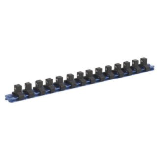 Sealey Premier Aluminium Socket Retaining Rail with 14 Clips 3/8IN Sq Drive (5051747503106) SR3814