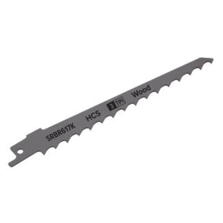 Sealey Reciprocating Saw Blade for Pruning & Coarse Wood 150mm 3tpi - Pack of 5 (5054511813302) SRBR617K