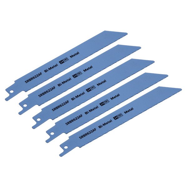 Sealey Reciprocating Saw Blade for Metal 150mm 24tpi - Pack of 5 (5054511806427) SRBR622AF