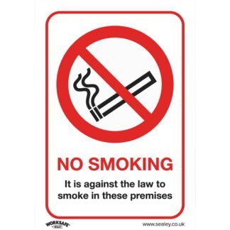 Sealey Worksafe® No Smoking On Premises Safety Sign - Self- Adhesive Vinyl (5054511990416) SS12V1