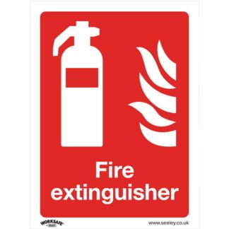 Sealey Worksafe® Fire Extinguisher Safety Sign, Self- Adhesive Vinyl - Pack of 10 (5054511990553) SS15V10