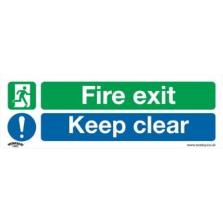 Sealey Worksafe® Fire Exit Keep Clear Safety Sign - Rigid Plastic (5054511990706) SS18P1