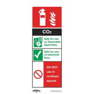 Sealey Worksafe® CO2 Fire Extinguisher Safety Sign, Self- Adhesive Vinyl - Pack of 10 (5054511990836) SS21V10