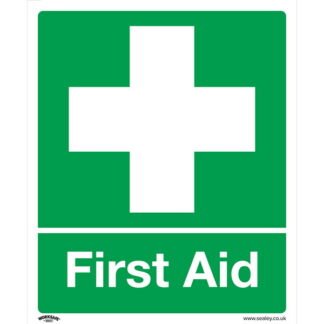 Sealey Worksafe® First Aid Safety Sign, Self- Adhesive Vinyl - Pack of 10 (5054630000287) SS26V10