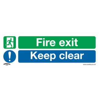 Sealey Worksafe® Fire Exit Keep Clear (Large) Safety Sign, Rigid Plastic - Pack of 10 (5054630001499) SS32P10
