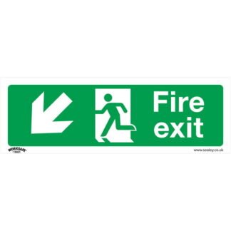 Sealey Worksafe® Fire Exit (Down Left) Safety Sign, Self- Adhesive Vinyl - Pack of 10 (5054630000430) SS34V10